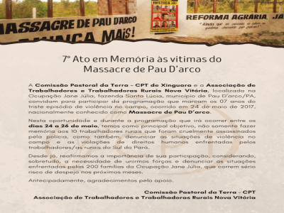 7° Ato em Memória às vitimas do Massacre de Pau D’arco